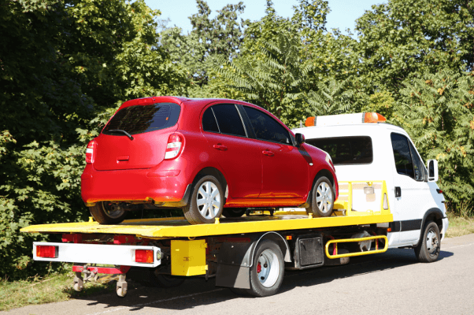 Towing company is towing the vehicle