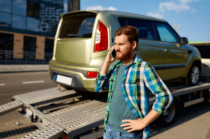 Contacting breakdown company for towing