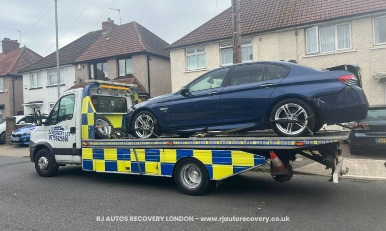 car towing on london street